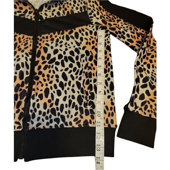 NWT Buddy Love VONN ELASTIC LONG SLEEVE ZIP UP Work Out Jacket CHEETAH Black S - Picture 10 of 12